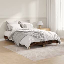 Berkfield Home Durable Bed Frame Smoked Oak 120x190 cm Small Double Engineered Wood in Brown - thumbnail 2