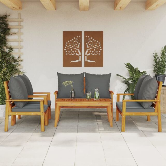 Berkfield Home 5 Piece Garden Lounge Set with Cushions Solid Wood Acacia in Brown - image 1