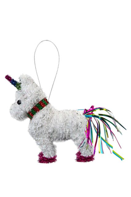VFM e-Store Christmas Decoration Tinsel Unicorn X 1 15cm x 15cm White Unicorn 15cm - Size: 15 cm x 15 cm - image 1