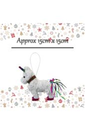 VFM e-Store Christmas Decoration Tinsel Unicorn X 1 15cm x 15cm White Unicorn 15cm - Size: 15 cm x 15 cm - thumbnail 2