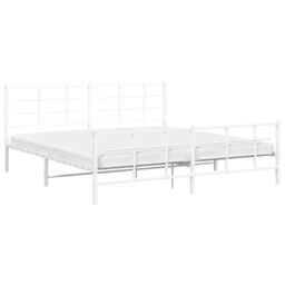 Berkfield Home Metal Bed Frame without Mattress with Footboard White 193x203cm - Size: 193x203 cm - thumbnail 4