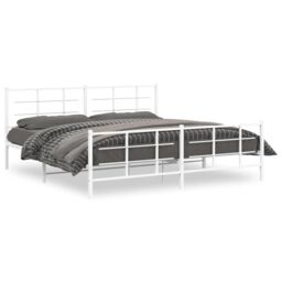 Berkfield Home Metal Bed Frame without Mattress with Footboard White 193x203cm - Size: 193x203 cm - thumbnail 2