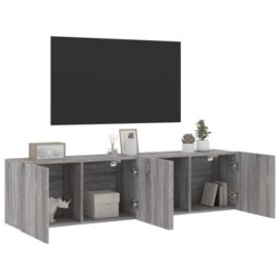 Berkfield Home TV Cabinets Wall-mounted 2 pcs Grey Sonoma 80x30x41 cm - Size: 80 x 30 x 41 cm - thumbnail 5