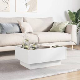 Berkfield Home Coffee Table with LED White 70x50x30 cm Engineered Wood - Size: 70 x 50 x 30 cm - thumbnail 4