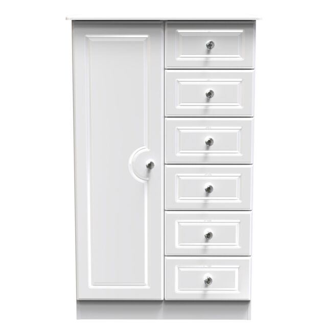 Ready Assembled 2 U Stratford 1 Door 5 Drawer Childrens Wardrobe (Ready Assembled) in White - image 1