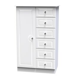 Ready Assembled 2 U Stratford 1 Door 5 Drawer Childrens Wardrobe (Ready Assembled) in White - thumbnail 3