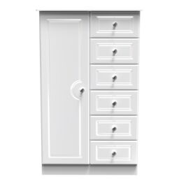 Ready Assembled 2 U Stratford 1 Door 5 Drawer Childrens Wardrobe (Ready Assembled) in White - thumbnail 1