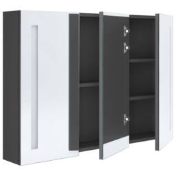 Berkfield Home LED Bathroom Mirror Cabinet 89x14x62 cm Grey - Size: 89 x 14 x 62 cm - thumbnail 4