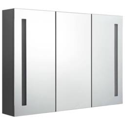 Berkfield Home LED Bathroom Mirror Cabinet 89x14x62 cm Grey - Size: 89 x 14 x 62 cm - thumbnail 2