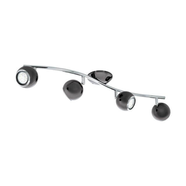 Loops Flush 4 Spots Ceiling Light Colour Nickel Chrome Plated Steel Bulb GU10 4x3W in Metallics - image 1