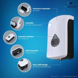 MYLEK ProWashroom 750ml Bathroom Handwash Soap Dispenser in White - Size: 1000mm x 1000mm - thumbnail 6