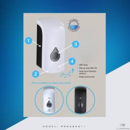 MYLEK ProWashroom 750ml Bathroom Handwash Soap Dispenser in White - Size: 1000mm x 1000mm - thumbnail 3