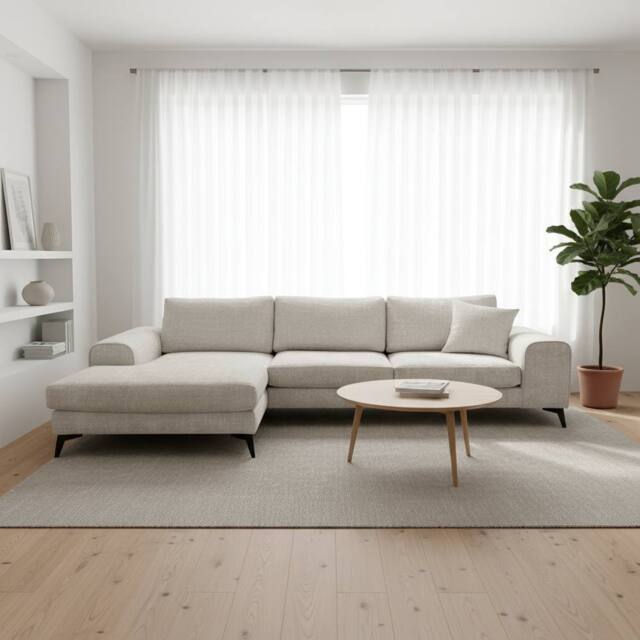 Abakus Direct Venice Chenille Corner Left Sofa with Extra-wide Padded Arms in Off-White - image 1