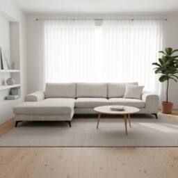 Abakus Direct Venice Chenille Corner Left Sofa with Extra-wide Padded Arms in Off-White - thumbnail 1
