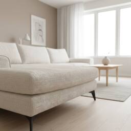 Abakus Direct Venice Chenille Corner Left Sofa with Extra-wide Padded Arms in Off-White - thumbnail 4