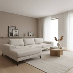 Abakus Direct Venice Chenille Corner Left Sofa with Extra-wide Padded Arms in Off-White - thumbnail 2