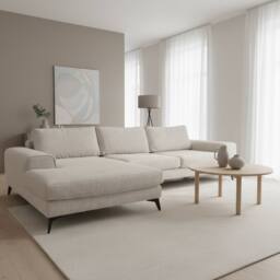 Abakus Direct Venice Chenille Corner Left Sofa with Extra-wide Padded Arms in Off-White - thumbnail 3