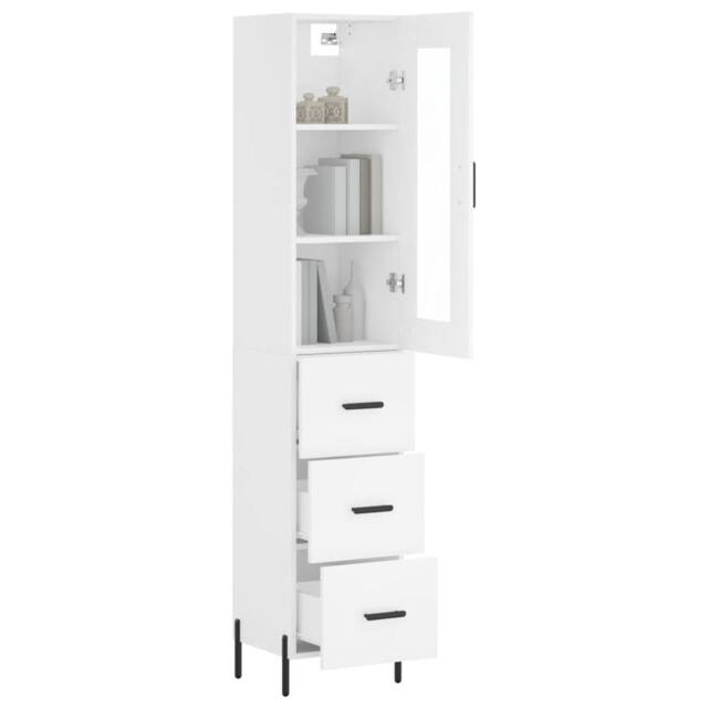 Berkfield Home Highboard White 34.5x34x180 cm Engineered Wood - image 1