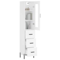 Berkfield Home Highboard White 34.5x34x180 cm Engineered Wood - thumbnail 1