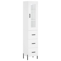 Berkfield Home Highboard White 34.5x34x180 cm Engineered Wood - thumbnail 3