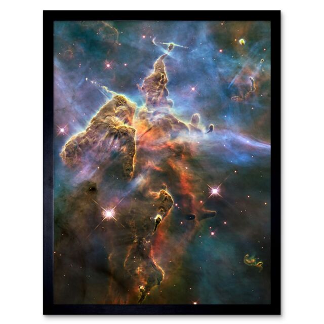 Artery8 Hubble Space Telescope Image Pillar & Jets HH 901/902 Colourful Carina Nebula View The Largest Star Birth Region In The Milky Way Art Print - image 1