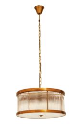 Orsina 6 Bulb Pendant Light, Bronze Finish Drum-Shaped Ceiling Fixture, Fluted Glass Panels for Hallway in Brown - thumbnail 5