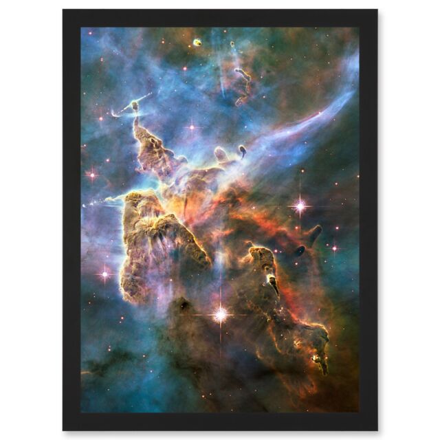 Artery8 Hubble Space Telescope Landscape Carina Nebula Cosmos Artwork Framed Wall Art Print A4 in Black - image 1
