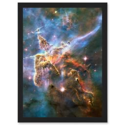Artery8 Hubble Space Telescope Landscape Carina Nebula Cosmos Artwork Framed Wall Art Print A4 in Black - thumbnail 1
