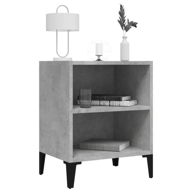 Berkfield Home Sturdy Bed Cabinet with Metal Legs Concrete Grey 40x30x50 cm - Size: 40 x 30 x 50 cm - image 1