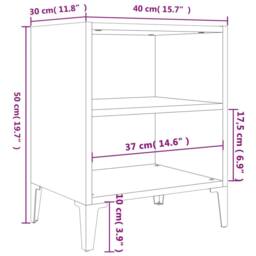 Berkfield Home Sturdy Bed Cabinet with Metal Legs Concrete Grey 40x30x50 cm - Size: 40 x 30 x 50 cm - thumbnail 7