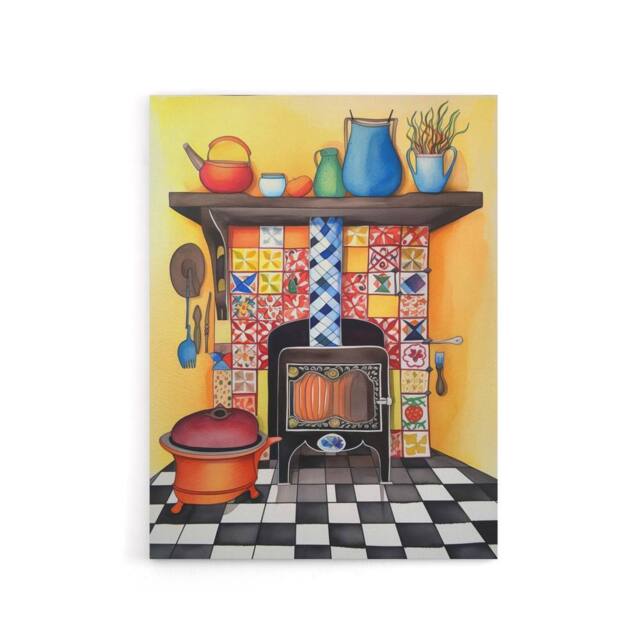 "Artery8 Kitchen Hearth Fireplace Canvas Wall Art Print - Size: W18"" x H24""" - image 1