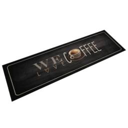 Berkfield Home Kitchen Rug Washable Coffee Text 45x150 cm Velvet in Black