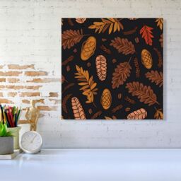 Warren Reed - Designer Autumn Leaves & Pinecones Canvas in Brown - Size: w10 inch x h10 inch - thumbnail 1