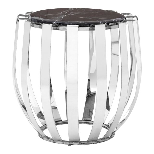 Orsina Contemporary Black Marble Side Table, Durable Side Table By Couch For Livingroom, Strong Bedside Table - image 1