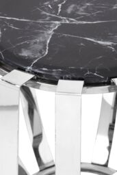 Orsina Contemporary Black Marble Side Table, Durable Side Table By Couch For Livingroom, Strong Bedside Table - thumbnail 4