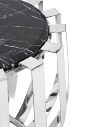 Orsina Contemporary Black Marble Side Table, Durable Side Table By Couch For Livingroom, Strong Bedside Table - thumbnail 3