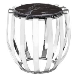 Orsina Contemporary Black Marble Side Table, Durable Side Table By Couch For Livingroom, Strong Bedside Table - thumbnail 2