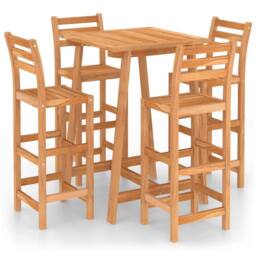 Berkfield Home 5 Piece Outdoor Bar Set Solid Acacia Wood in Brown - thumbnail 2
