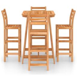 Berkfield Home 5 Piece Outdoor Bar Set Solid Acacia Wood in Brown - thumbnail 3