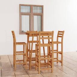 Berkfield Home 5 Piece Outdoor Bar Set Solid Acacia Wood in Brown - thumbnail 1