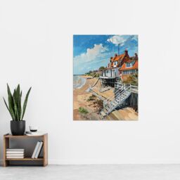 "Artery8 Frinton on Sea Beach Houses Seaside Oil Painting Wall Art Print - Size: W24"" x H32""" - thumbnail 4