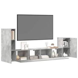 Berkfield Home 4 Piece TV Cabinet Set Concrete Grey Engineered Wood - thumbnail 4