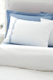 Bianca 'Camille Embroidered Floral' 200 Thread Count Cotton Duvet Cover Set in Blue - Size: Double - thumbnail 2