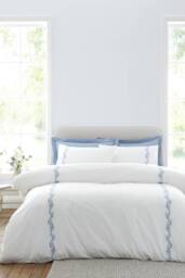 Bianca 'Camille Embroidered Floral' 200 Thread Count Cotton Duvet Cover Set in Blue - Size: Double - thumbnail 1
