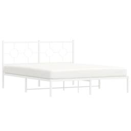 Berkfield Home Metal Bed Frame without Mattress with Headboard White 150x200cm - Size: 150x200 cm - thumbnail 4