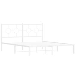 Berkfield Home Metal Bed Frame without Mattress with Headboard White 150x200cm - Size: 150x200 cm - thumbnail 3