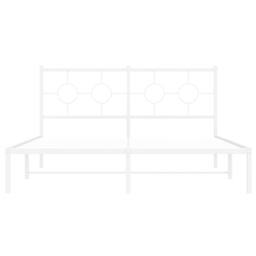 Berkfield Home Metal Bed Frame without Mattress with Headboard White 150x200cm - Size: 150x200 cm - thumbnail 5