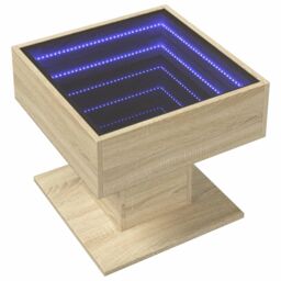 Berkfield Home Coffee Table with LED Sonoma Oak 50x50x45 cm Engineered Wood in Brown - Size: 50 x 50 x 45 cm - thumbnail 3