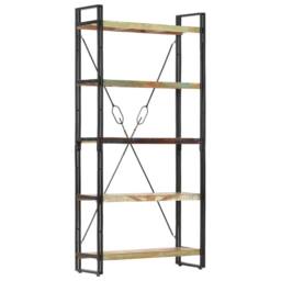 Berkfield Home Beautiful 5-Tier Bookcase 90x30x180 cm Solid Reclaimed Wood in Brown - Size: 90 x 30 x 180 cm - thumbnail 9