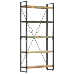 Berkfield Home Beautiful 5-Tier Bookcase 90x30x180 cm Solid Reclaimed Wood in Brown - Size: 90 x 30 x 180 cm - thumbnail 7